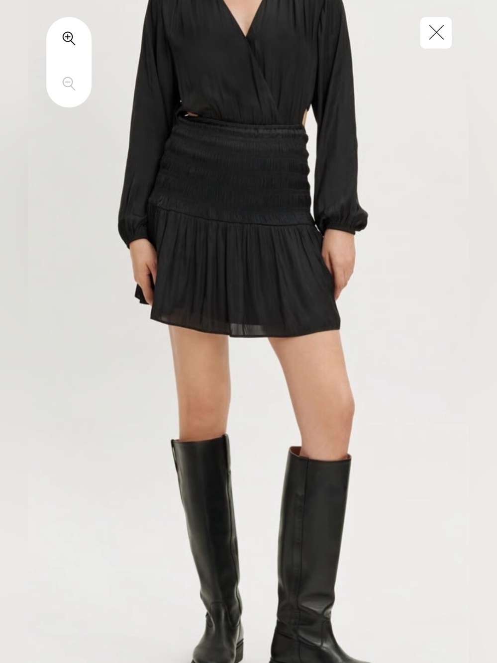 Maje Rovely Black Satin Mini Dress with cut out details size 36